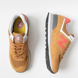 NEW!! New Balance 574 Size 8.5 Mustard and Pink